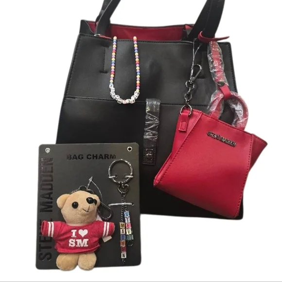 Steve Madden BSource Tote w/Mini Bag & Bear Charms